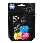 Cartouche d'encre noire HP 67 Couleur/67XL Noir, paquet de 2-Cyan, magenta, jaune/Noir