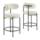 Modway - Albie Tissu Boucle Tabourets de comptoir Ensemble de 2 - Noir ivoire-Tabourets de travail modernes - Ensemble de 2