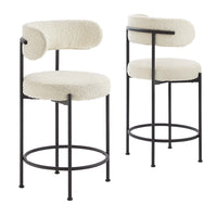 Modway - Albie Tissu Boucle Tabourets de comptoir Ensemble de 2 - Noir ivoire-Tabourets de travail modernes - Ensemble de 2