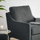 Modway - Corland Tissu rembourré Fauteuil - Charbon de bois-Pieds métalliques revêtus de poudre