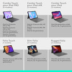 Logitech - Touch iPad Air 11" (M3/M3/M4) / iPad Air 5ème génération Étui Clavier - Gris Oxford - Anglais-Saisissez n’importe où, de jour comme de nuit: le clavier rétroéclairé sans fil ajustable s’illumine de façon élégante avec un éclairage précis, pour des sessions de travail toujours plus agréables 