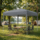Outsunny - Tente gazébo pliante d'extérieur 10 pi l x 10 pi L - Gris-4 cordes de traction et 8 clous de sol assurent une fixation stable au sol