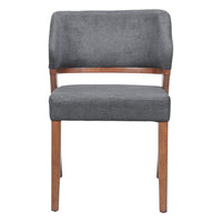 Zuo - Sunobu Chaise de salle à manger - Gris azur/Noyer - Ensemble de 2-Polyester doux et chaleureux