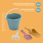 Miniland - Coffret de sable ECO junior - Couleurs pastel - Lot de 4-Ils sont fabriqués à partir de matériaux écologiques et respectueux de l'environnement. Toutes les pièces peuvent être stockées dans le seau