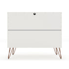 Manhattan Comfort - Rockefeller commode 3 tiroirs style milieu du siècle 35,24" - blanc - lot de 2-Assemblage à domicile requis Tout le matériel inclus