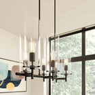 Modway - Skylark 6-Lumière Lustre - Noir transparent-Abat-jours cylindriques en verre