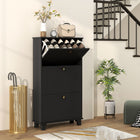 HOMCOM - Armoire à chaussures moderne avec 3 tiroirs basculants pour 12 paires - noir-Trois tiroirs basculants peuvent contenir jusqu'à 12 paires de chaussures 