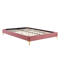 Modway - Sutton Performance Velvet Cadre de lit simple, Rose poussiéreuse-Cadre de lit simple