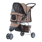 PawHut - Poussette de luxe à 3 roues pour animaux avec frein, auvent, porte-gobelets, café-Conception légère et pliable qui simplifie le rangement et le transport 