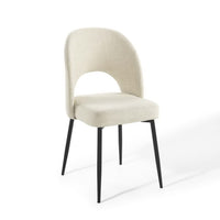 Modway - Rouse Tissu rembourré Fauteuil d’appoint de salle à manger - Noir beige-Fauteuil d’appoint de la salle à manger