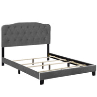 Modway - Amelia Performance Velvet Lit King, Gris-Cadre de lit moderne avec tête de lit
