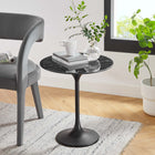 Modway - Lippa Rond de 20 po Faux marbre Table d’appoint - Noir-Socle métallique résistant aux éclats