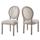 Modway - Arise Français vintage Tissu rembourré Fauteuil d’appoint de salle à manger Ensemble de 2 - Beige-Fauteuil d’accompagnement français vintage