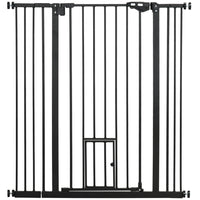 PawHut - Porte pour animaux 41" avec porte de passage - Noir-Le système de double verrouillage garantit que votre animal est sécurisé à un endroit et offre une sécurité maximale