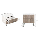 Manhattan Comfort - Dumbo table de chevet moderne, commode et commode haute 5 tiroirs - blanc et gris rustique - ensemble de 3-Recommandé pour les téléviseurs jusqu'à 35 pouces