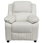 Flash Furniture – Fauteuil inclinable moderne de luxe pour enfants, vinyle, très rembourré, rangement dans les accoudoirs, blanc-Appui-bras rabattables avec rangement