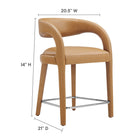 Modway - Pinnacle Cuir végane Tabouret de comptoir - Tan Silver - Ensemble de 2-Rembourrage en cuir végane