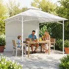 Outsunny - Pavillon de jardin 10 pi l x 10 pi L - double toit pour l’extérieur - blanc crème-Trous de drainage sur le toit pour éviter la stagnation de l’eau