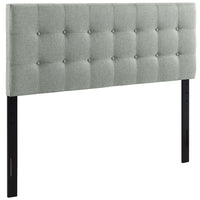 Modway - Emily Tissu rembourré Tête de lit King, Gris-Tête de lit élégamment touffée à boutons