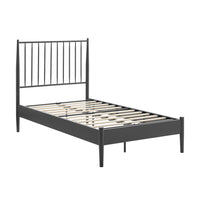 Modway - Adair Fuseau Métal Lit à plateforme jumelle, Charbon de bois-Cadre de lit à plateforme taille simple