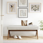 Modway - Lyra 47" Tissu tapis Banc - Ivoire-Rubberwood Legs