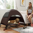 PawHut - Lit pour chien d’extérieur surélevé avec auvent, lit pour chien surélevé - café-L'élévation de 7,1 po (18 cm) empêche l'humidité et assure la stabilité 
