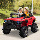 Aosom - voiture électrique pour enfants 2 places 12v rc camion de police - rouge-Avance ou recule avec le levier de vitesse, pédale pour accélérer 