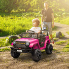 Qaba - Voiture camion 12V pour enfants à chevaucher avec télécommande, portes ouvrables - rose-Démarrage progressif et suspension à ressorts garantissent des trajets en douceur sur différentes surfaces 