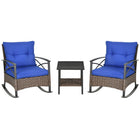 Outsunny - ensemble de 3 pièces fauteuils à bascule avec coussins rembourrés-Ensemble de fauteuils à bascule comprenant 2 fauteuils à bascule et une table basse avec rangement inférieur pour un espace de vie extérieur élégant 
