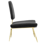 Modway - Ponder Performance Velvet Chaise longue - Noir-Cadre en acier inoxydable doré