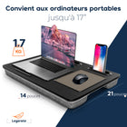 ShoppingAll - Bureau pour ordinateur portable - Noir-Les deux coussins rembourrés offrent un confort supplémentaire sur vos genoux et peuvent être utilisés comme oreiller lorsque vous êtes fatigué.
