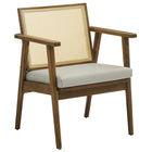Modway - Thera Cuir et canne véganes Fauteuils d’accent - Pierre de chêne altérée - Ensemble de 2-Coussin amovible