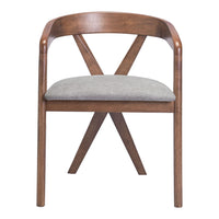 Zuo - Cairo Chaise de salle à manger - Gris tourterelle/Noyer-Polyester doux et chaleureux