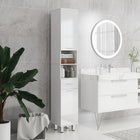 Kleankin - Armoire de rangement de salle de bain avec porte-papier toilette - blanc brillant-Les étagères à l'intérieur des armoires sont réglables sur 3 niveaux pour un rangement flexible 