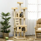 PawHut - Arbre à chat 71 po, tour avec griffoir, maisons, jouets - beige-Fabriqué en panneau de particules de qualité E1 pour une construction solide 