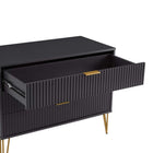Manhattan Comfort - Dumbo commode moderne 35,19" - noir-Pieds en métal doré élégamment évasés ajoutant un design mode sans couture et de la durabilité