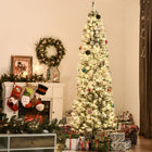 HOMCOM - Sapin de Noël artificiel 7 - 5' enneigé pré-illuminé avec lumières - vert-350 LED blanc chaud intégrés et mode de lumière constante afin de créer une ambiance festive de fin d'année (sans contrôleur) 