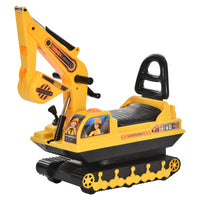 Qaba - Excavatrice à pédales pour enfants avec pelle - jaune-Combine le trotteur pour tout-petits et le jouet pelleteuse de chantier 