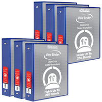 BAZIC Products - Classeur à 3 anneaux de 1,5 po avec 2 pochettes - Bleu - Paquet de 6-Couverture en vinyle dur