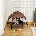 PawHut - Lit pour animal surélevé rafraîchissant avec auvent pour chiens de taille moyenne - 30 po L x 24 po l x 29 po H - café-Doté d'un cadre en acier léger, ce qui le rend très durable 