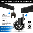 MotionGrey - Roues de chaise de bureau - Roues de remplacement style rollerblade - Noir - Lot de 5-4