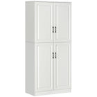 HOMCOM - Armoire de cuisine 71 po avec 4 portes à charnières et étagères réglables - blanc-Comprend des panneaux de porte surélevés de couleur unie, ajoutant une beauté moderne et épurée à votre maison 