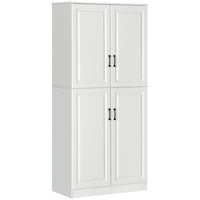 HOMCOM - Armoire de cuisine 71 po avec 4 portes à charnières et étagères réglables - blanc-Comprend des panneaux de porte surélevés de couleur unie, ajoutant une beauté moderne et épurée à votre maison 