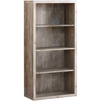 Monarch Specialties - 7406 48 po H Etagere - Faux Bois Taupe/Tablettes Ajustable-Beaucoup d'espace de rangement avec 3 tablettes réglables à panneaux épais - 1 tablette fixe
