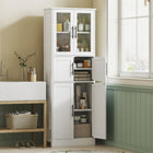 HOMCOM - Armoire de salle de bain 67 po haute avec six portes - blanc-Trois armoires à deux niveaux répondent à tous vos besoins de rangement 