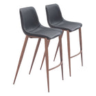 Zuo - Magnus Tabouret de bar - Noir/Noyer - Ensemble de 2-Design ergonomique