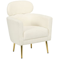HOMCOM - Fauteuil d’appoint moderne avec appui-tête amovible pour salon - blanc crème-La surface en polaire teddy est respirante, douce pour la peau et adorable  

