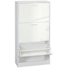 HOMCOM - Armoire à chaussures étroite avec 3 tiroirs basculants et étagères réglables - blanc brillant-Le meuble à chaussures moderne s'harmonise avec la plupart des styles de mobilier de maison