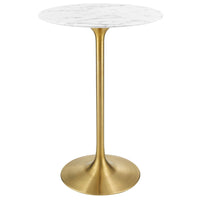 Modway - Lippa Rond de 28 po Faux marbre Bar Table, Or Blanc-Table de bar moderne
