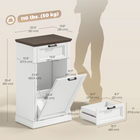 HOMCOM - Buffet bas anti-animaux 10 gallons à poubelle basculante avec tiroir - effet bois blanc-Le design polyvalent sert également de panier à linge ou d’organisateur d’entrée dans les petits logements 